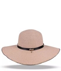 Moteriška šiaudinė skrybelė su juoda juostele, rožinė kaina ir informacija | Kepurės moterims | pigu.lt