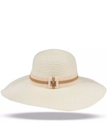 Moteriška šiaudinė skrybelė su kaspinu, balta kaina ir informacija | Kepurės moterims | pigu.lt