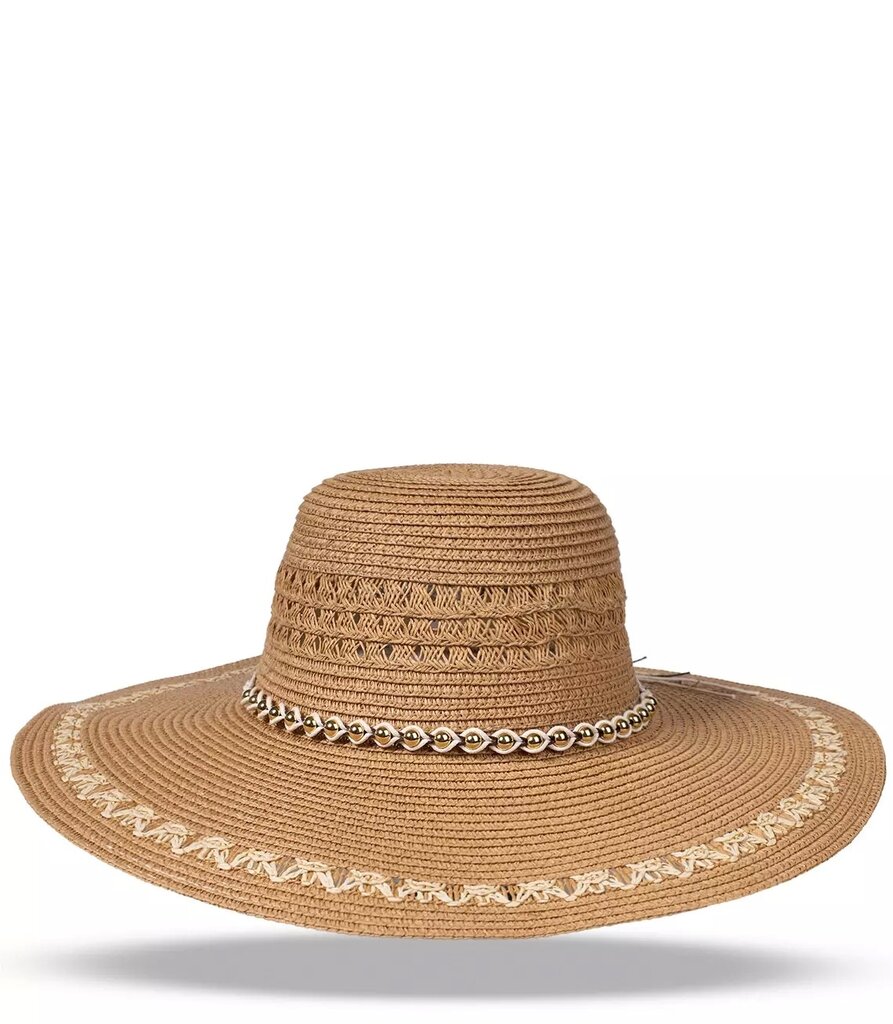 Moteriška skrybelė su karoliukais, ruda цена и информация | Kepurės moterims | pigu.lt