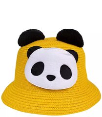 Moteriška skrybelė su maišeliu papuošta panda, geltona kaina ir informacija | Aksesuarai vaikams | pigu.lt