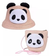 Moteriška skrybelė su maišeliu papuošta panda, rusva kaina ir informacija | Aksesuarai vaikams | pigu.lt