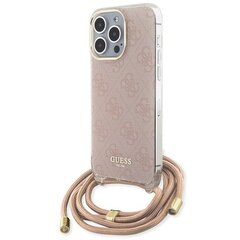 Guess GUHCP15XHC4SEP iPhone 15 Pro Max 6.7" różowy|pink hardcase Crossbody Cord 4G Print цена и информация | Чехлы для телефонов | pigu.lt