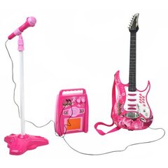 Elektrinė gitara vaikams su mikrofonu Kruzzel 22407, rožinė, 5d. kaina ir informacija | Lavinamieji žaislai | pigu.lt
