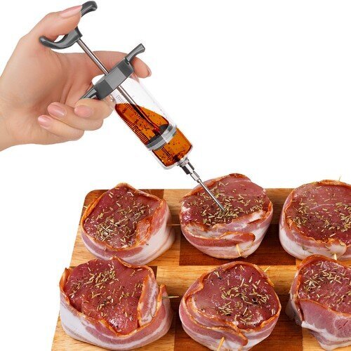 Ruhhy mėsos injektorius + 3 adatos цена и информация | Indai, lėkštės, pietų servizai | pigu.lt