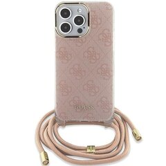 Guess GUHCP15SHC4SEP iPhone 15 | 14 | 13 6.1" różowy|pink hardcase Crossbody Cord 4G Print цена и информация | Чехлы для телефонов | pigu.lt