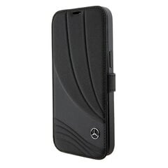 Mercedes MEBKP15X8ROLK iPhone 15 Pro Max 6.7" czarny|black bookcase Leather Wave Patern цена и информация | Чехлы для телефонов | pigu.lt