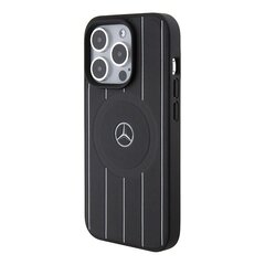 Mercedes MEHMP15X23RHSK iPhone 15 Pro Max 6.7" czarny|black hardcase Stripes Pattern Leather MagSafe цена и информация | Чехлы для телефонов | pigu.lt