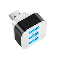 3-портовый USB-концентратор со светодиодным индикатором, черный цена и информация | Адаптеры, USB-разветвители | pigu.lt