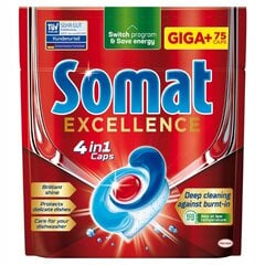Henklel indaplovių kapsulės Somat Excellence 4in1, 75 vnt. kaina ir informacija | Indų plovimo priemonės | pigu.lt