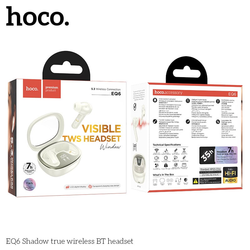 Hoco EQ6 Shadow TWS цена и информация | Ausinės | pigu.lt