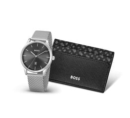 Подарочный набор с часами Boss и чехлом для карточек цена и информация | Мужские часы | pigu.lt