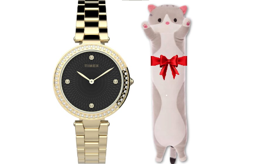 Timex moteriškas laikrodis ir Pliušinė pagalvė Katė, 50 cm цена и информация | Moteriški laikrodžiai | pigu.lt