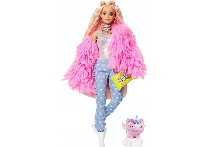Lėlė Barbie Mattel Extra ir dovana pagalvė Katė, 50 cm цена и информация | Žaislai mergaitėms | pigu.lt