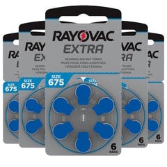 Rayovac Extra Advanced 675 (PR44) baterijos klausos aparatams, 30 vnt. kaina ir informacija | Elementai | pigu.lt