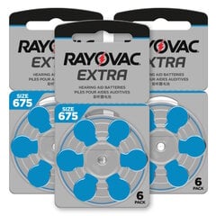 Батарейки Rayovac Extra Advanced 675 (PR44) для слуховых аппаратов, 18 шт. цена и информация | Батарейки | pigu.lt