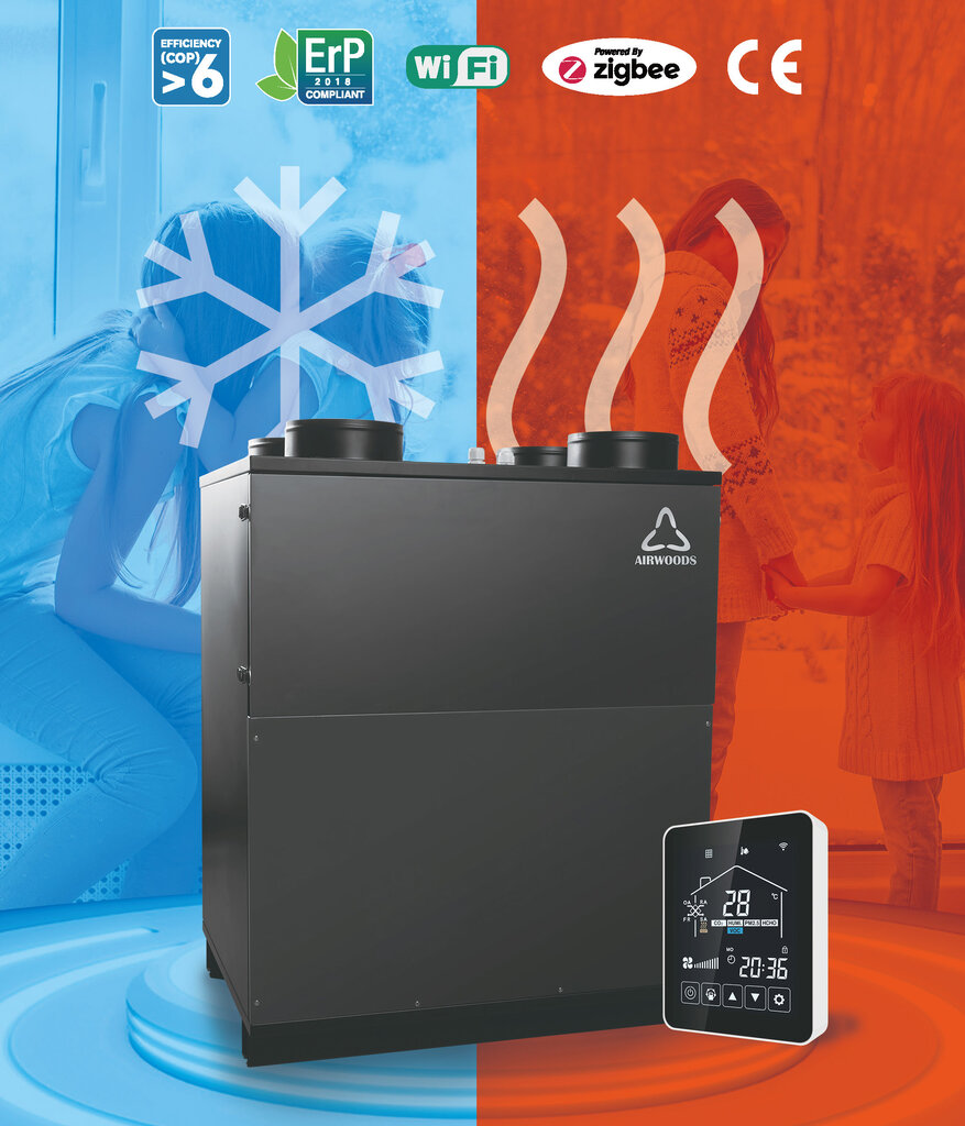 Su šilumos siurbliu ventiliacijos įrenginys Airwoods Hperv kaina ir informacija | Oro reguliavimo įrangos priedai | pigu.lt