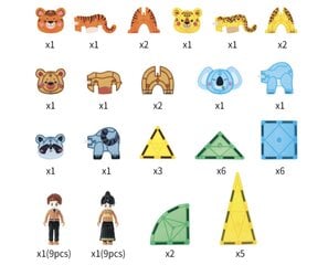 Магнитный конструктор Kebo «Животные прерий»,  56 деталей цена и информация | Конструкторы и кубики | pigu.lt