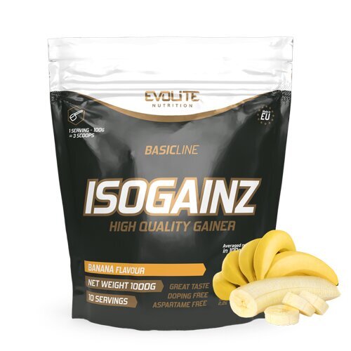 Preparatas masei auginti EvoLite IsoGainz Banana, 1000g kaina ir informacija | Papildai ir preparatai masei auginti | pigu.lt