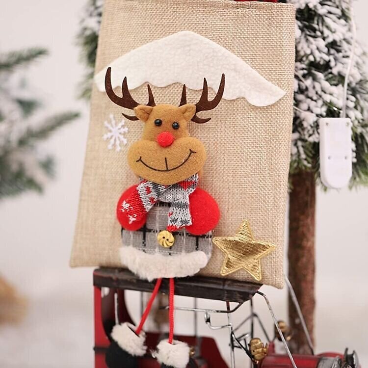 Dekoratyviniai minkšti kalėdiniai dovanų maišeliai dovanoms, 3 vnt. kaina ir informacija | Dovanų pakavimo priemonės | pigu.lt