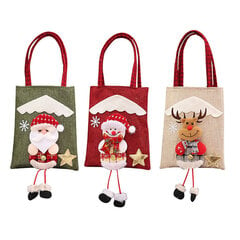 Dekoratyviniai minkšti kalėdiniai dovanų maišeliai dovanoms, 3 vnt. kaina ir informacija | Dovanų pakavimo priemonės | pigu.lt