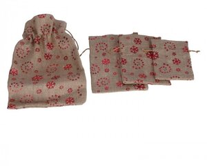 Kalėdinių lininių maišelių rinkinys, 4 vnt. kaina ir informacija | Dovanų pakavimo priemonės | pigu.lt