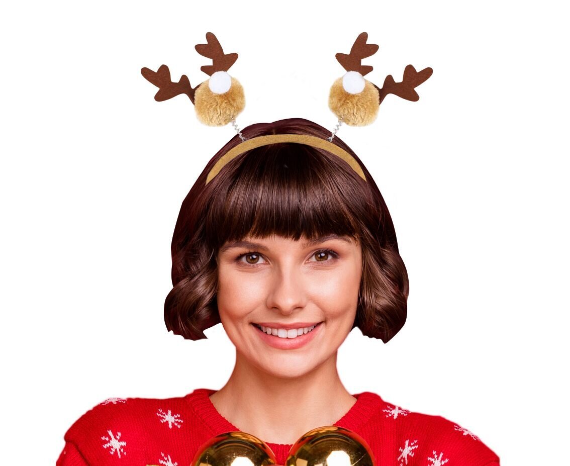 Kalėdinė plaukų juosta su rageliais, smėlio spalvos цена и информация | Karnavaliniai kostiumai | pigu.lt