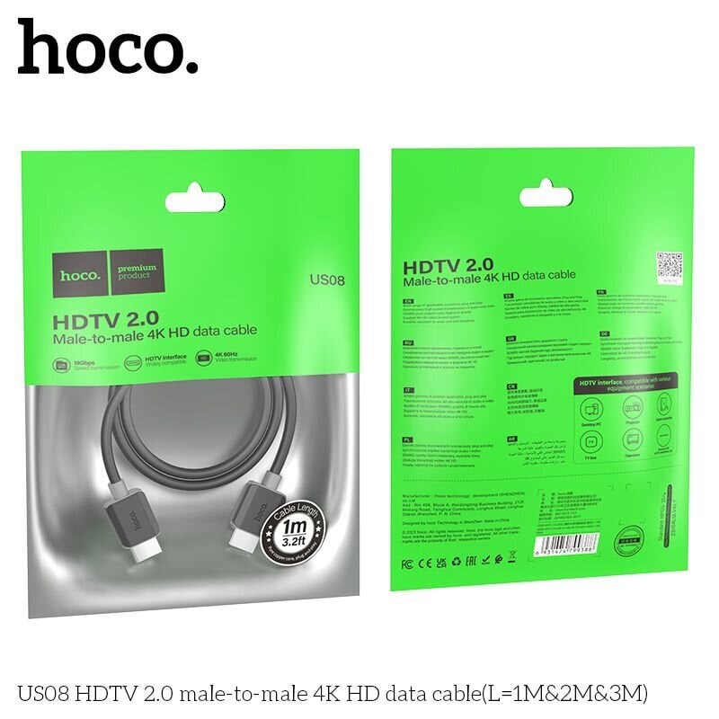 Hoco HDMI, 1m цена и информация | Kabeliai ir laidai | pigu.lt