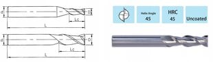 Фреза VHM для 2 отверстий для АЛЮМИНИЯ 4 x 11 x 50 - 45 HRC цена и информация | Фрезы | pigu.lt