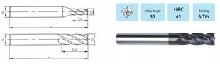 Твердосплавная фреза VHM 3 x 4D x 50 мм 4 Feather 45 HRC цена и информация | Фрезы | pigu.lt