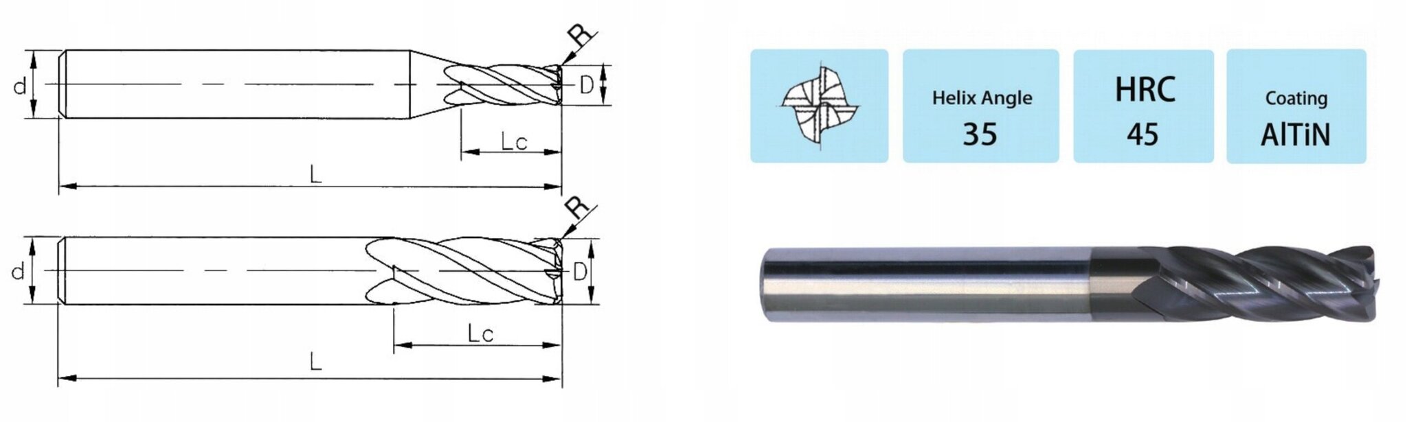 Priedas frezoms Ralmetal VHM 45 HRC цена и информация | Frezos | pigu.lt