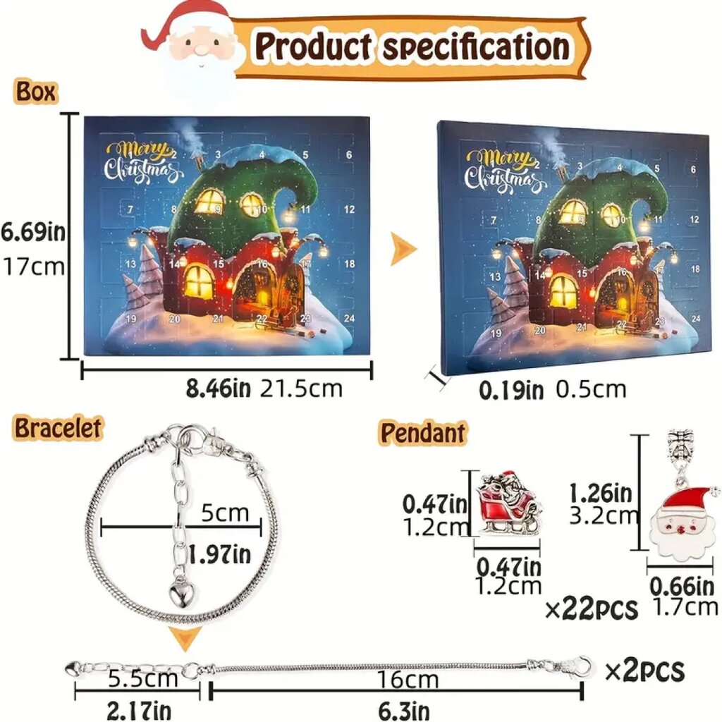 Advento kalendorius Merry Christmas su papuošalais, 24 d. kaina ir informacija | Žaislai mergaitėms | pigu.lt