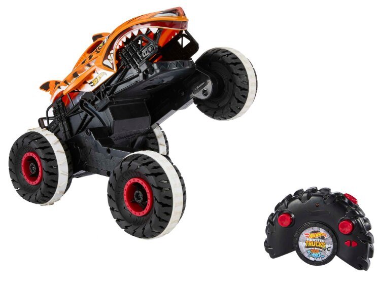 Nuotoliniu būdu valdoma mašinėlė Hot Wheels Monster Trucks Tiger ir pliušinė katė kaina ir informacija | Žaislai berniukams | pigu.lt