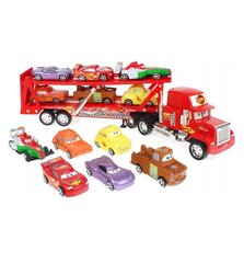 Žaislinis vilkikas su 6 automobiliais, raudonas kaina ir informacija | Žaislai berniukams | pigu.lt