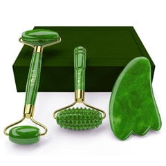 Veido masažuoklio Jade Roller ir Gua Sha masažuoklio rinkinys Yogasuper цена и информация | Массажеры для лица, инструменты для чистки лица | pigu.lt