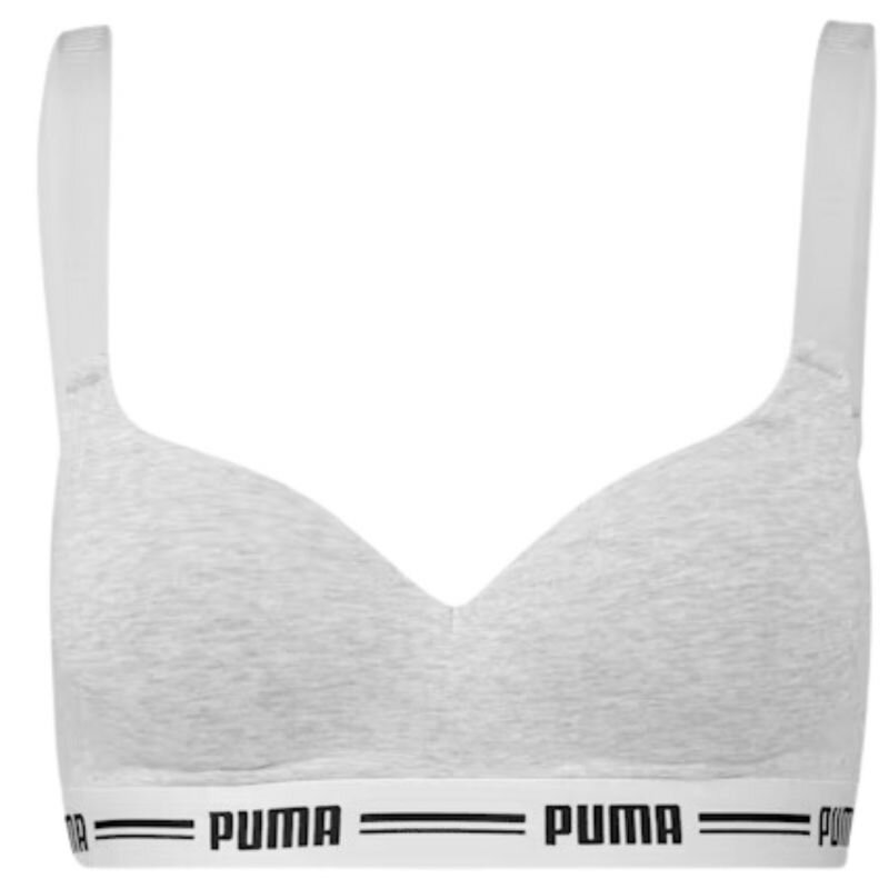 Sportinė liemenėlė moterims Puma Padded Top 1P Hang Sports Bra W 907863 03, pilka цена и информация | Sportinė apranga moterims | pigu.lt