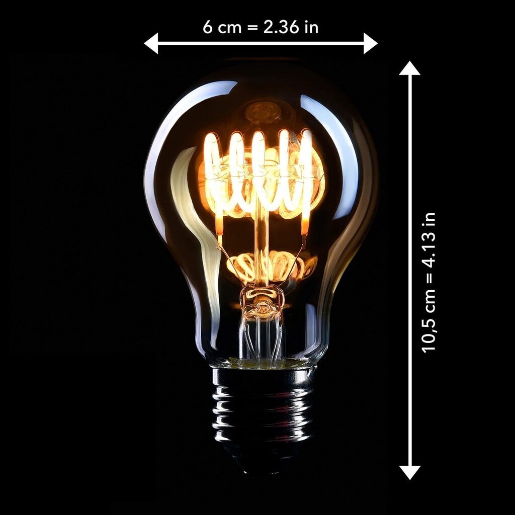 Elektros lemputė Edison, E27, 140lm, 3 vnt. kaina ir informacija | Elektros lemputės | pigu.lt