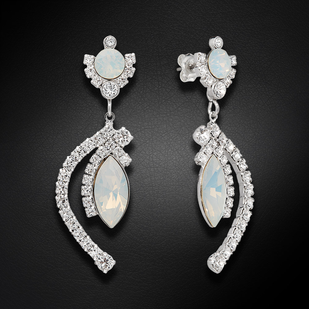 Auskarai moterims DiamondSky „J'Adore V (White Opal)" su Swarovski kristalais DS02A622 kaina ir informacija | Auskarai | pigu.lt