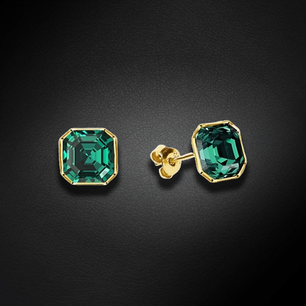 Sidabriniai auskarai moterims DiamondSky „Imperial II (Emerald)“ su Swarovski kristalais DS02A658 цена и информация | Auskarai | pigu.lt