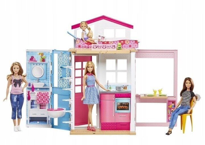 Lėlės Barbie dviaukštis namas su lėle ir priedais kaina ir informacija | Žaislai mergaitėms | pigu.lt