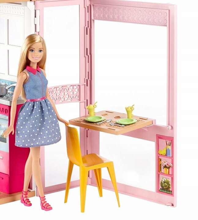 Lėlės Barbie dviaukštis namas su lėle ir priedais kaina ir informacija | Žaislai mergaitėms | pigu.lt