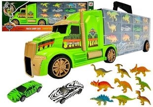 Sunkvežimis - lagaminas su dinozaurais ir automobiliais Lean Toys, 53 cm kaina ir informacija | Žaislai berniukams | pigu.lt