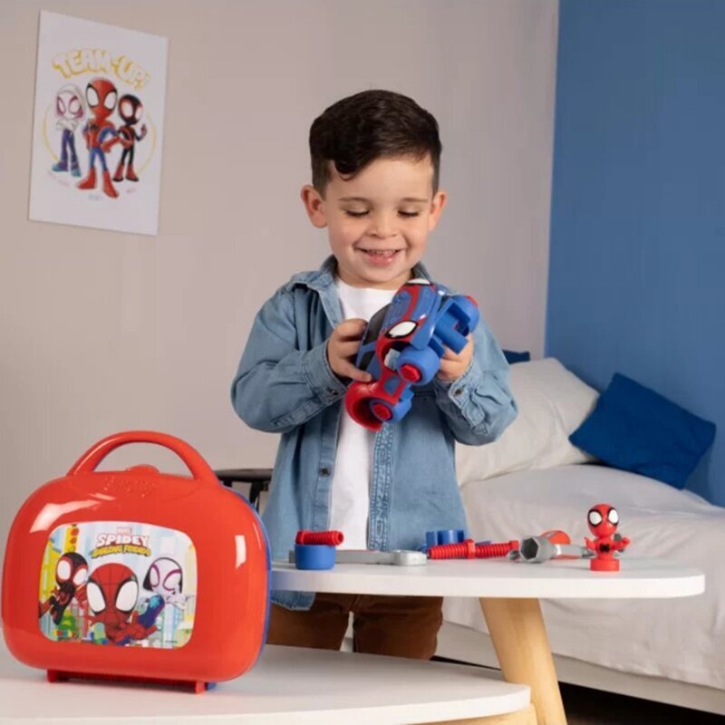 Įrankiai lagamine su automobiliu Spidey Smoby kaina ir informacija | Žaislai berniukams | pigu.lt