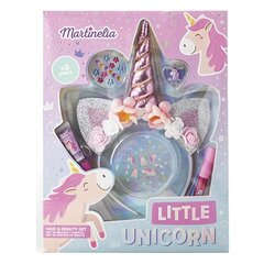 Martinelia kosmetikos rinkinys Little Unicorn vaikams: lūpų blizgis, 3 vnt. + plaukų aksesuaras + lipdukai kaina ir informacija | Kosmetika vaikams ir mamoms | pigu.lt