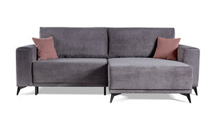 Угловой диван VALENCIA - L-образный мягкий уголок, кушетка, гостиная, универсальный в вельвете (цвет: серый оттоманка: UNI) цена и информация | Угловые диваны | pigu.lt