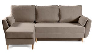 Угловой диван DITTO - L-образный мягкий уголок, кушетка, гостиная зона, универсальный в бархате (цвет: светло-коричневый оттоманка: UNI) цена и информация | Угловые диваны | pigu.lt