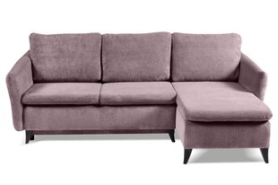 Угловой диван ARES - L-образный мягкий уголок, кушетка, гостиная зона, универсальный в вельвете (цвет: розовый пуфик: UNI) цена и информация | Угловые диваны | pigu.lt