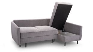 Угловой диван MIUMIU - компактный мягкий уголок из вельвета со спальной функцией и основанием для кровати 220x137 (цвет: светло-серый, оттоманка: справа) цена и информация | Угловые диваны | pigu.lt