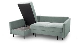 Угловой диван MIUMIU - компактный мягкий уголок из вельвета со спальной функцией и основанием для кровати 220x137 (цвет: мятный, оттоманка: справа) цена и информация | Угловые диваны | pigu.lt