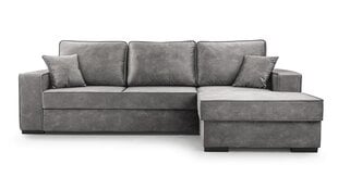 Угловой диван LOTI - небольшой L-образный мягкий уголок со спальной функцией и основанием для кровати 265x165 (цвет: темно-серый, оттоманка: слева) цена и информация | Угловые диваны | pigu.lt