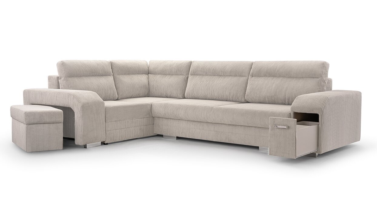Kampinė sofa Softi, smėlio spalvos kaina ir informacija | Minkšti kampai | pigu.lt
